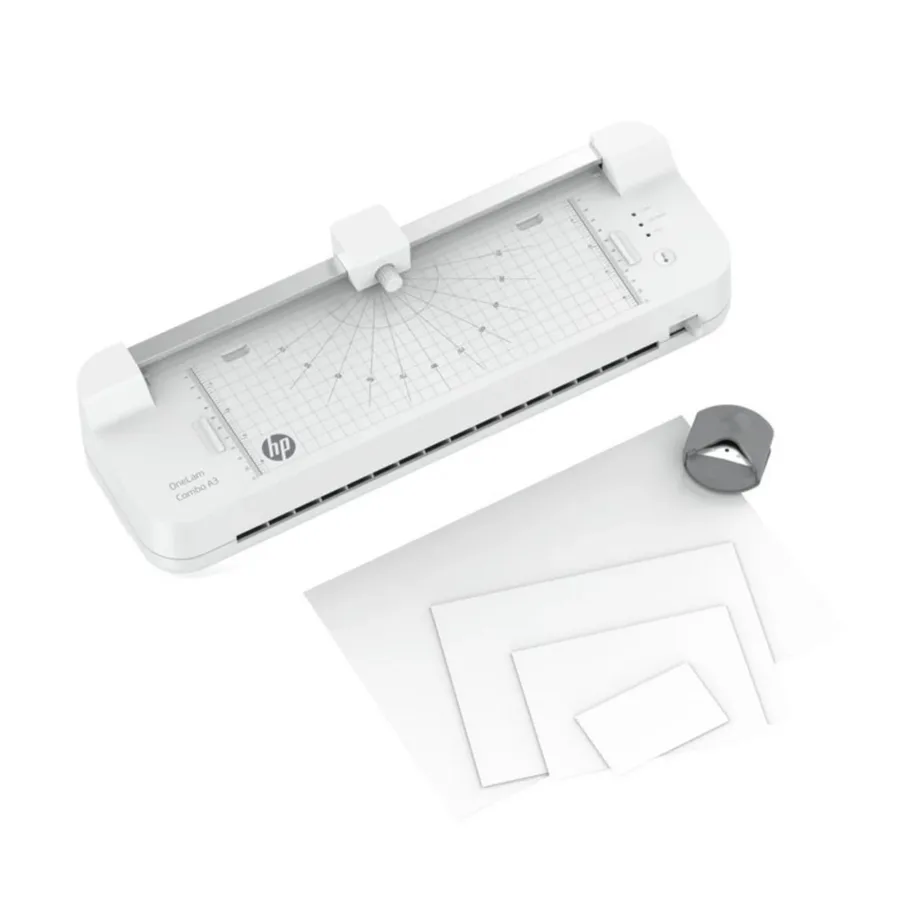 HP OneLam Combo A3 33 cm valge kuum- ja külmlaminaator lõikuri, nurgalõikuri ja starterkiledega, 400 mm/min – 6