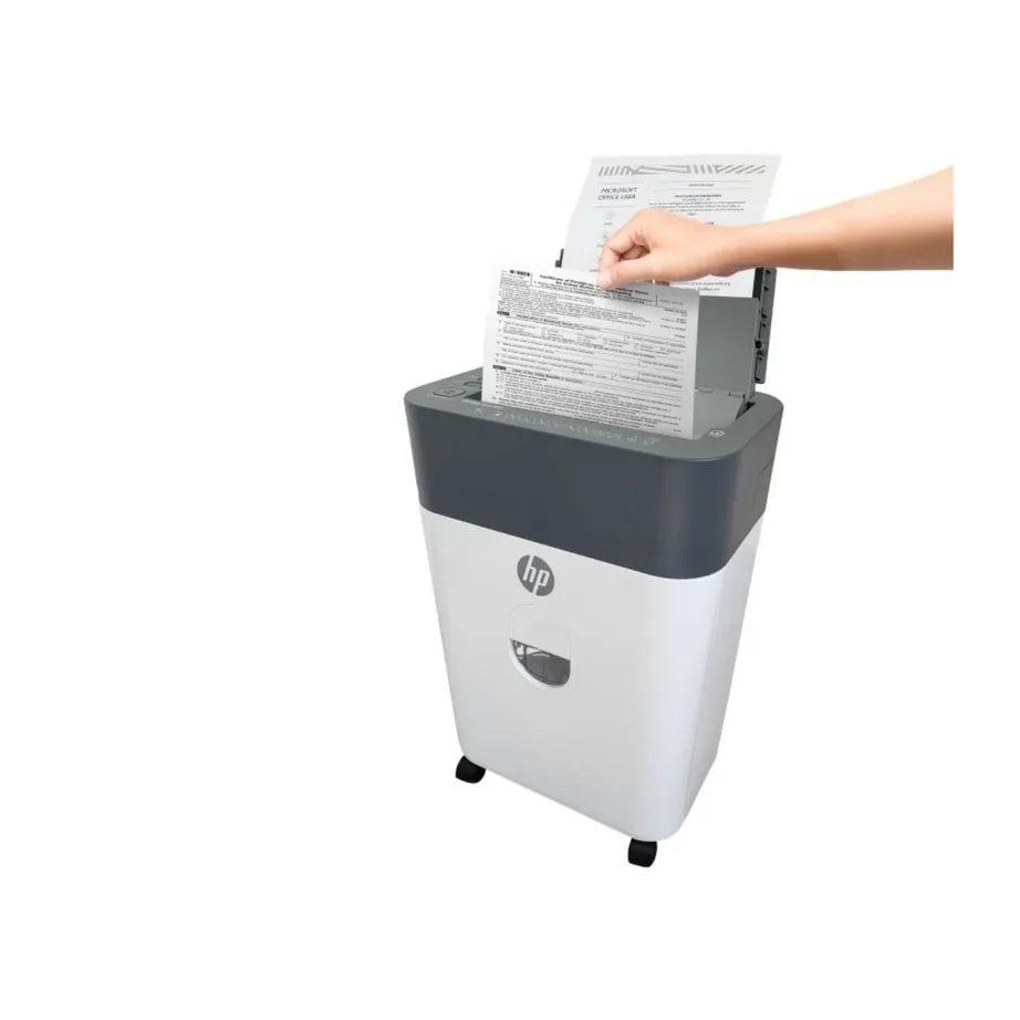 HP ONESHRED Auto 100CC 17L valge-hall mikrolõikega paberihunt, P-4, automaatse toitesöötjaga, 100 lehe hävitusvõime, 331x218x502 mm – 12