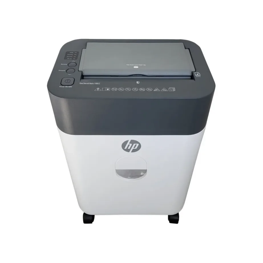 HP ONESHRED Auto 100CC 17L valge-hall mikrolõikega paberihunt, P-4, automaatse toitesöötjaga, 100 lehe hävitusvõime, 331x218x502 mm – 8