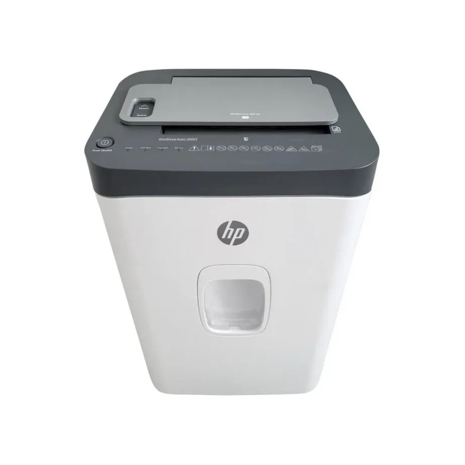 HP OneShred Auto 200CC 28L valge-hall mikro-lõikega paberihunt 200-lehe automaatsööt HPN2819200CCOF-05 P-4 turbetase – 2