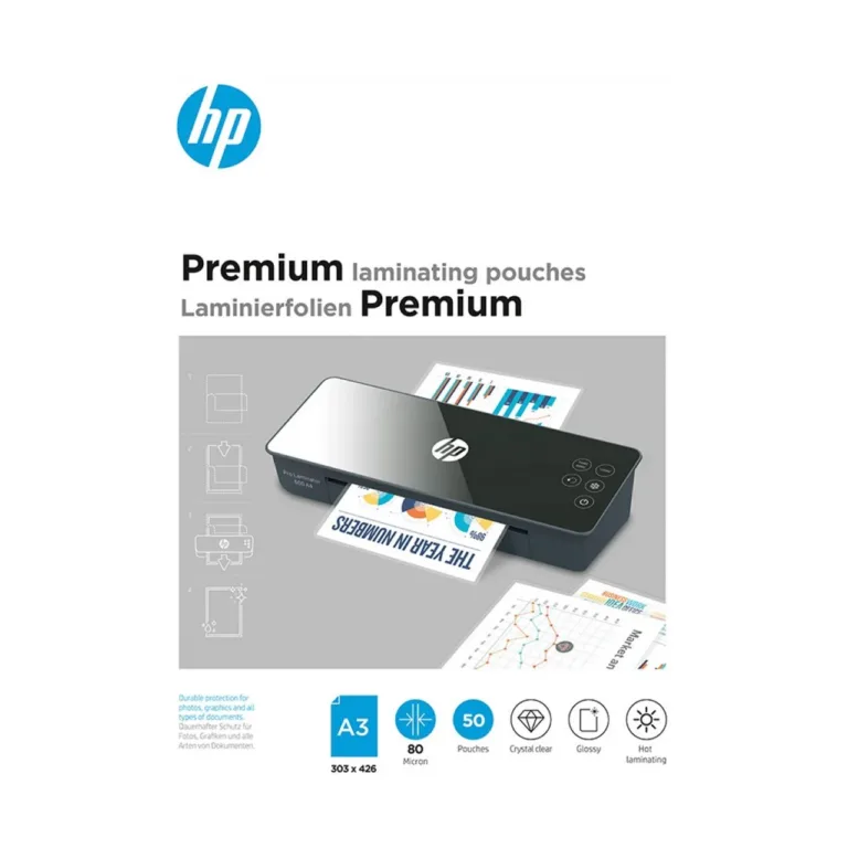 HP Premium HPF9126A3080050 80 µm A3 lamineerimiskiled, 50 tk pakis