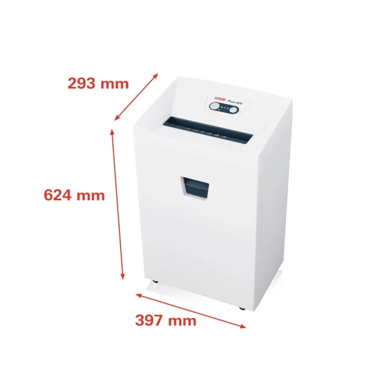 HSM Pure 420 valge 4,5x30 mm osakesteks lõikav 24 cm töölaiusega dokumendipurustaja P-4, 35L