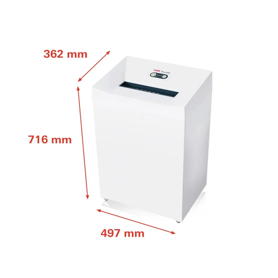 HSM Pure 530 2352111 80L 1,9×15 mm valge osakesteks lõikav paberi- ja krediitkaardihävitaja E-4/P-5 töögruppidele (30 cm töölaius, 11 lehte) – 3