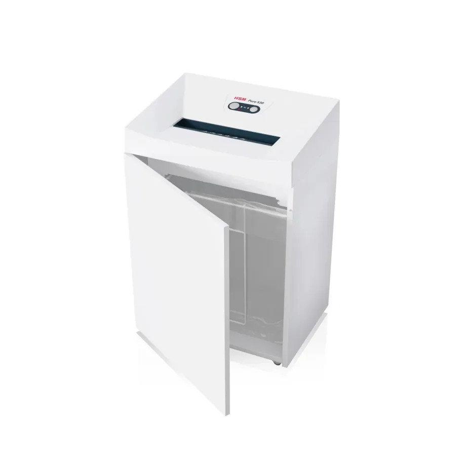 HSM Pure 530 2352111 80L 1,9×15 mm valge osakesteks lõikav paberi- ja krediitkaardihävitaja E-4/P-5 töögruppidele (30 cm töölaius, 11 lehte) – 8
