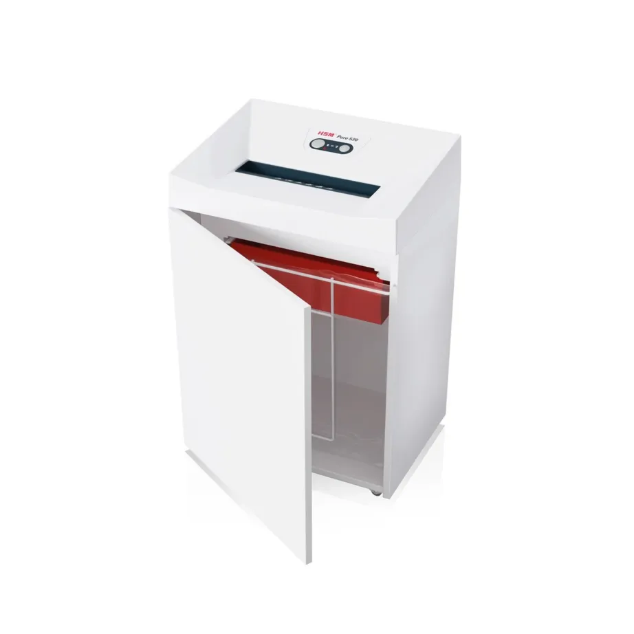 HSM Pure 530 80L 3,9 mm ribaslõikega paberipurustaja, valge, 21 lehte, 30 cm laius, CD/krediitkaartide hävitus – 8