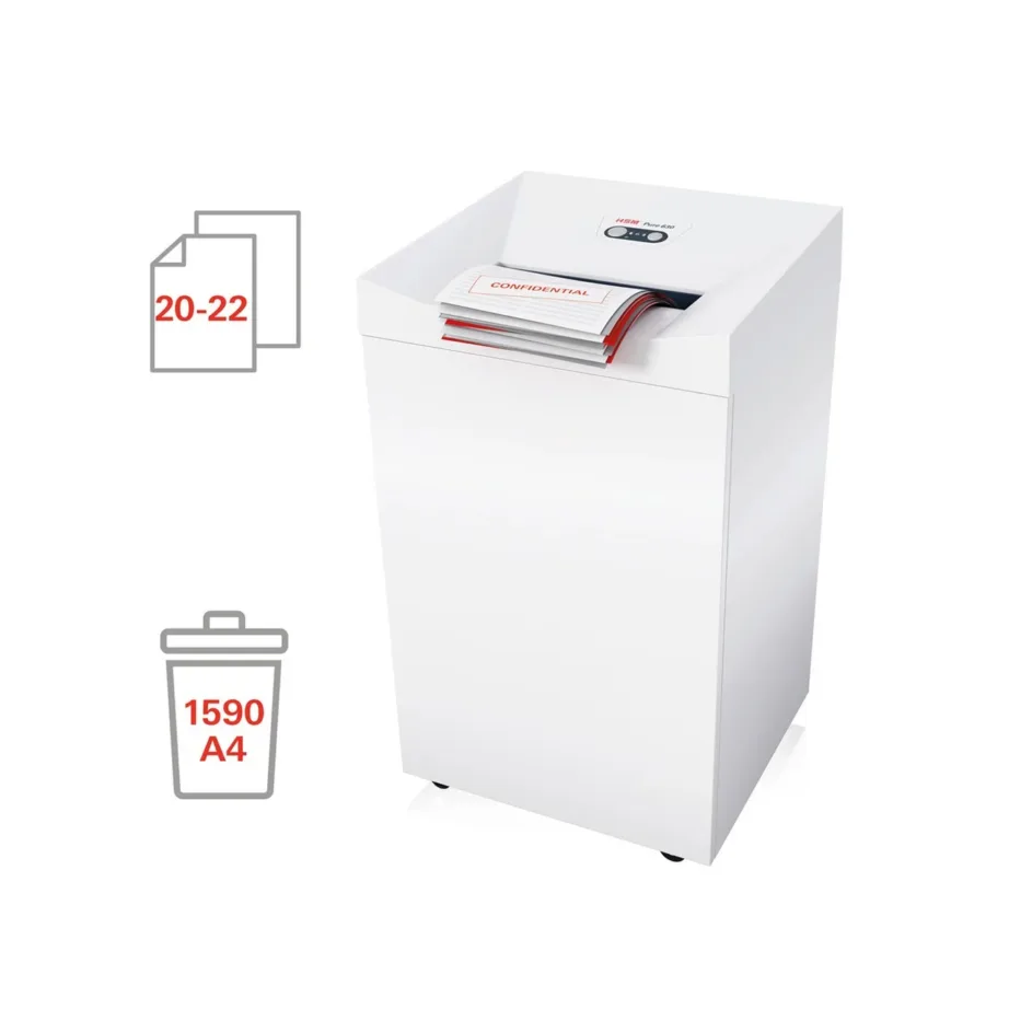 HSM Pure 630 130L 4,5×30 mm valge dokumendipurustaja 22-lehele, CD/kaartide lõikuriga – 7