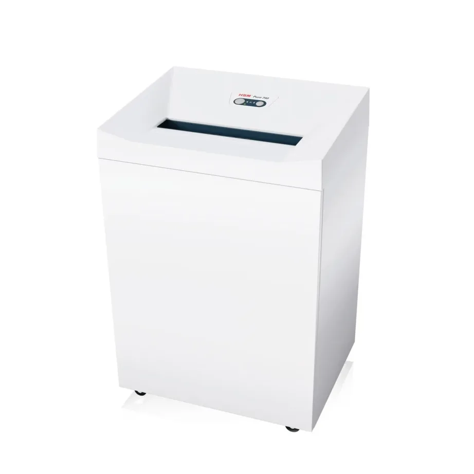 HSM Pure 740 145 l 5,8 mm ribalõikusega valge paberipurustaja (37 lehte, 40 cm töölaaius, CD ja kaartide hävitus, mudel 2371111)