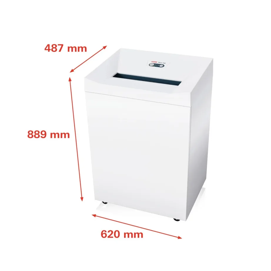 HSM Pure 740 3,9 mm 145L valge ribalõikusega paberipurustaja 28-lehelise võimekusega, CD-de ja klambrite hävitusega – 3