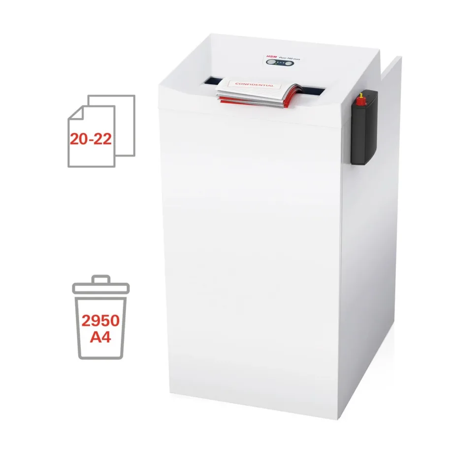 HSM Pure 740 max 240L 4,5×30 mm osakesteks lõikav valge paberi- ja klambripurustaja P-4, 40 cm töölaius – 4