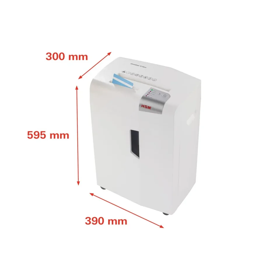 HSM shredstar X12pro 2×15 mm 26L valge dokumendipurustaja CD ja kaartide hävitamisega, 23 cm töölaius – 3