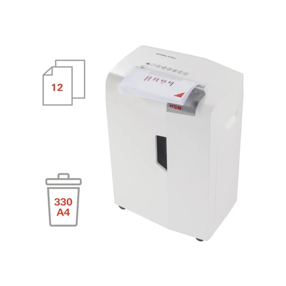 HSM shredstar X12pro 2×15 mm 26L valge dokumendipurustaja CD ja kaartide hävitamisega, 23 cm töölaius – 4