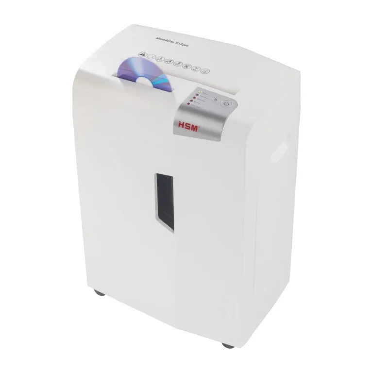 HSM shredstar X12pro 2x15 mm 26L valge dokumendipurustaja CD ja kaartide hävitamisega, 23 cm töölaius
