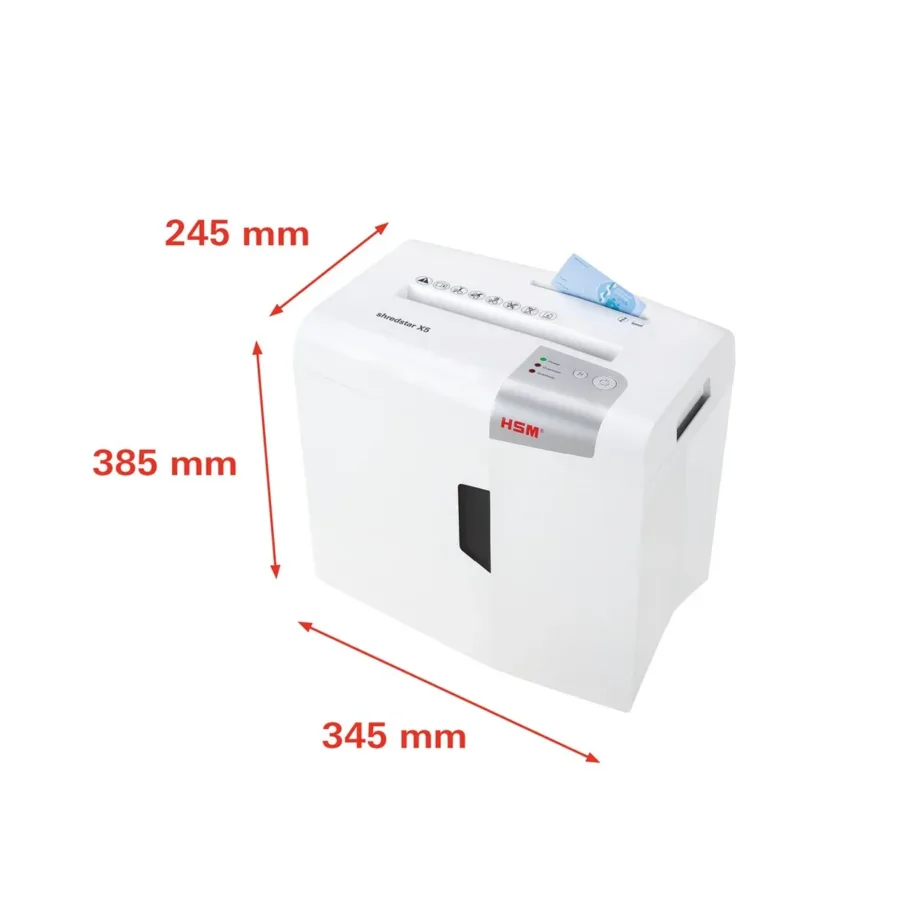HSM Shredstar X5 4,5×30 mm valge/hõbedane paberipurustaja 18L, CD ja krediitkaartide hävitus, P-4 turbetase, 22 cm töölaius – 3