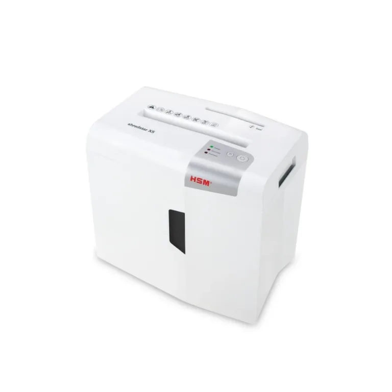 HSM Shredstar X5 4,5x30 mm valge/hõbedane paberipurustaja 18L, CD ja krediitkaartide hävitus, P-4 turbetase, 22 cm töölaius
