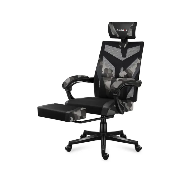Huzaro Combat 5.0 Camo 61 cm lai, must/kamuflaaž võrgust mänguritool, pehmed käetoed, lamamisfunktsioon, jalatugi, kuni 140 kg