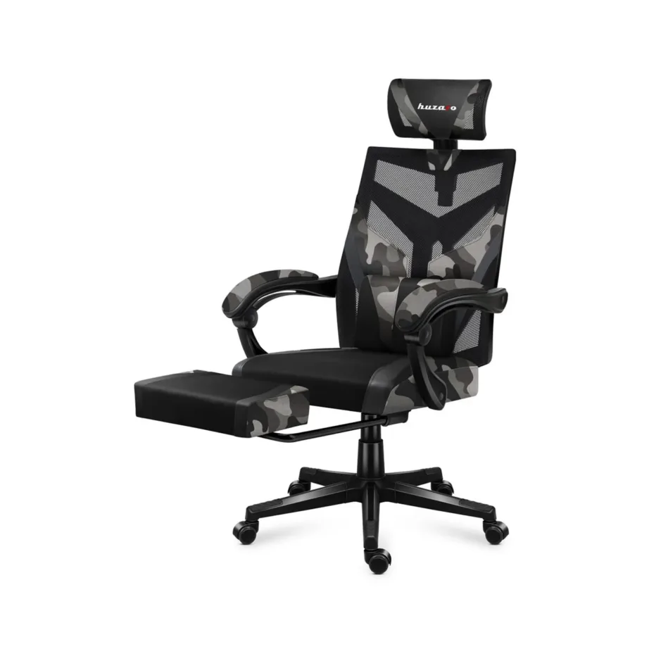 Huzaro Combat 5.0 Camo 61 cm lai, must/kamuflaaž võrgust mänguritool, pehmed käetoed, lamamisfunktsioon, jalatugi, kuni 140 kg – 8