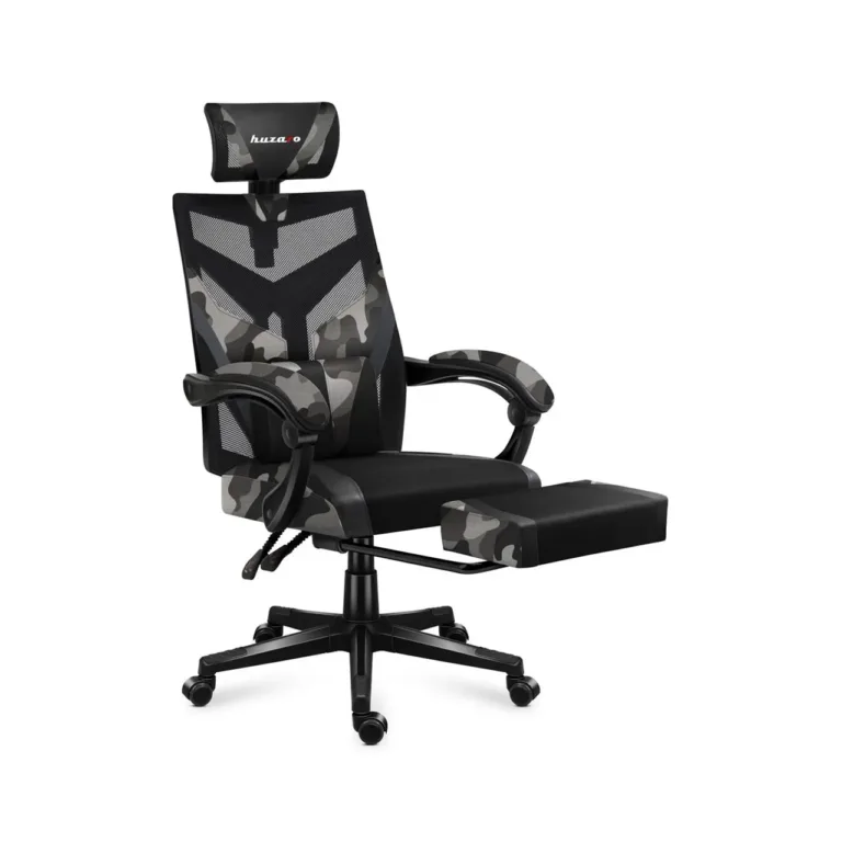 Huzaro Combat 5.0 Camo 61 cm lai, must/kamuflaaž võrgust mänguritool, pehmed käetoed, lamamisfunktsioon, jalatugi, kuni 140 kg