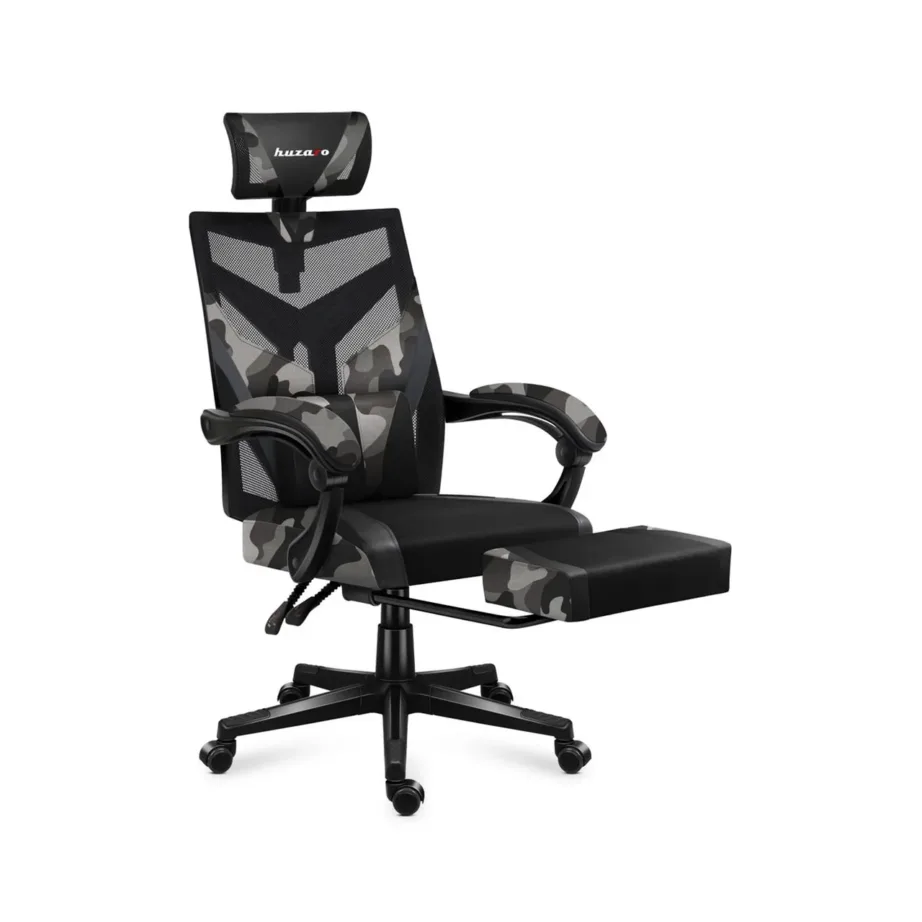 Huzaro Combat 5.0 Camo 61 cm lai, must/kamuflaaž võrgust mänguritool, pehmed käetoed, lamamisfunktsioon, jalatugi, kuni 140 kg – 9