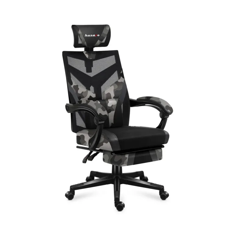 Huzaro Combat 5.0 Camo 61 cm lai, must/kamuflaaž võrgust mänguritool, pehmed käetoed, lamamisfunktsioon, jalatugi, kuni 140 kg