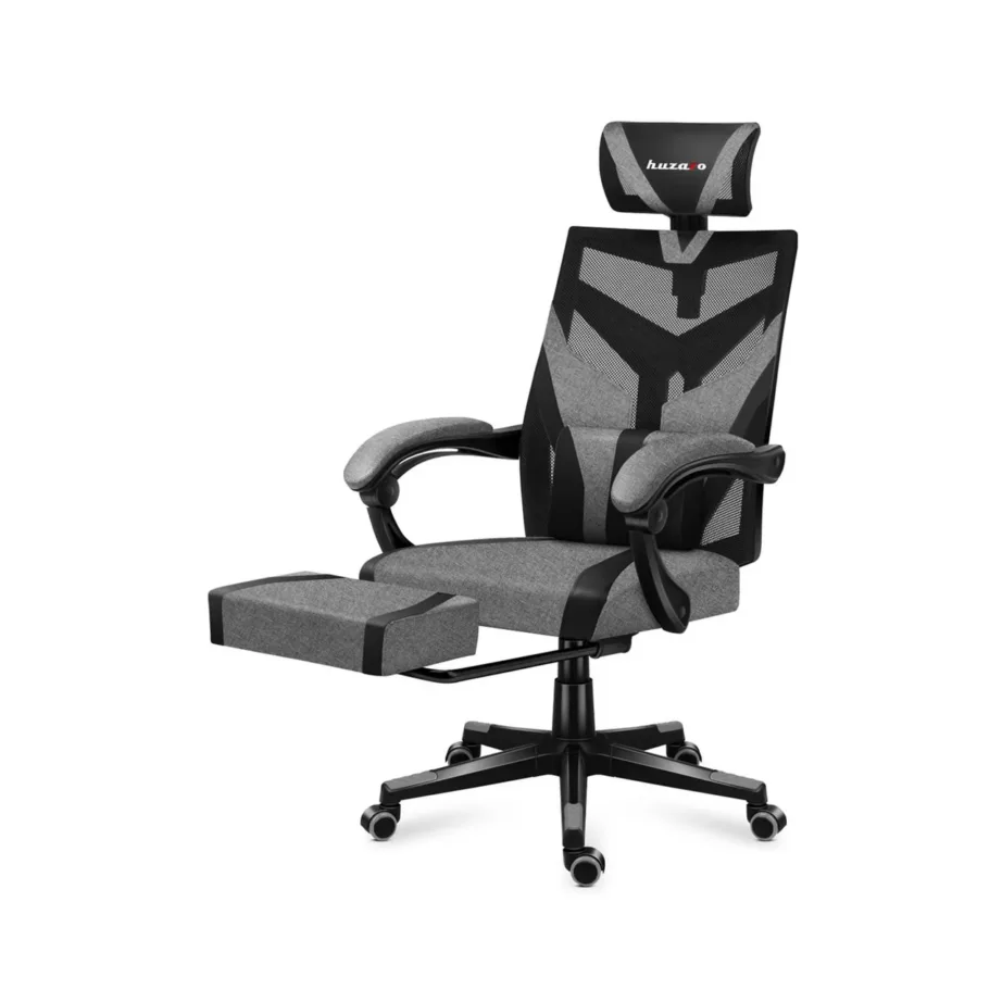 Huzaro Combat 5.0 Grey 67 cm laiune ergonoomiline mänguritool, nailonvõrgust seljatugi, peatoega, 140 kg kandevõimega, kallutatav, must-hall – 12