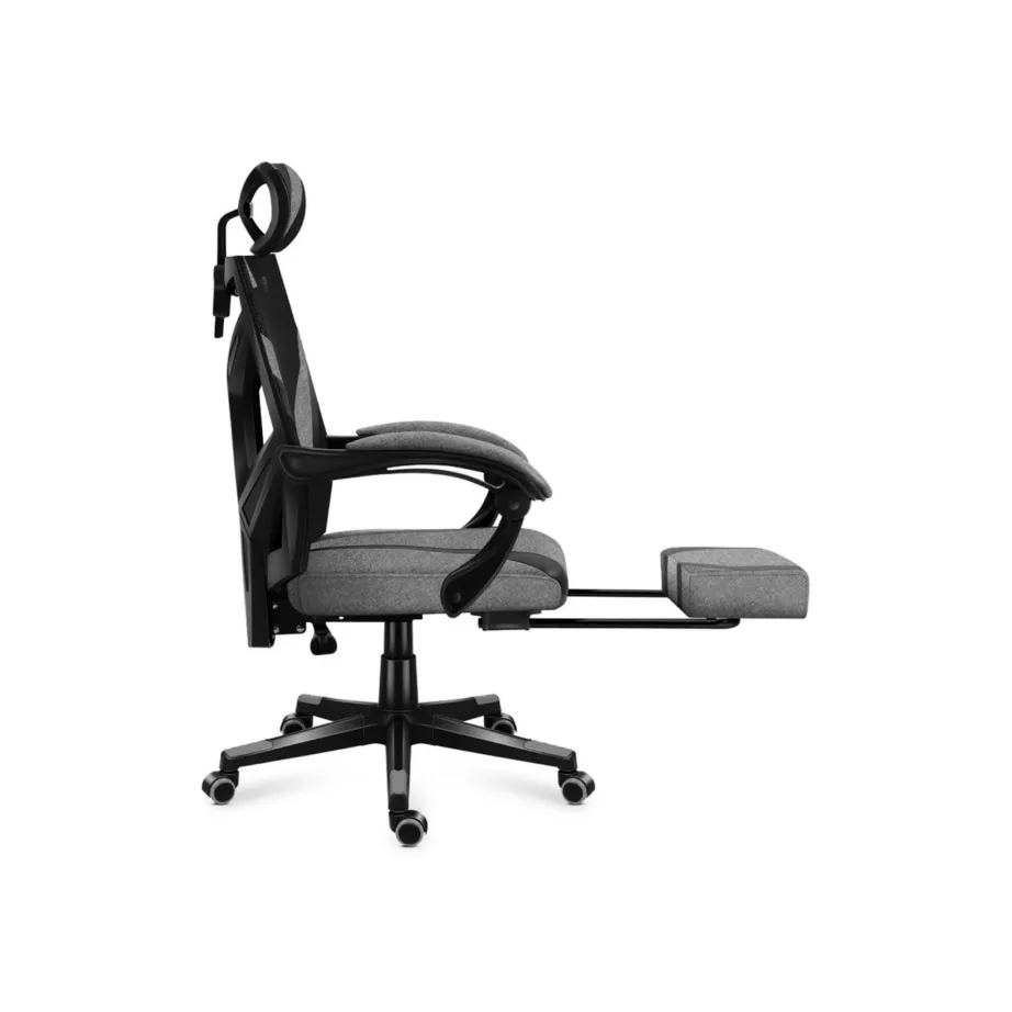 Huzaro Combat 5.0 Grey 67 cm laiune ergonoomiline mänguritool, nailonvõrgust seljatugi, peatoega, 140 kg kandevõimega, kallutatav, must-hall – 7
