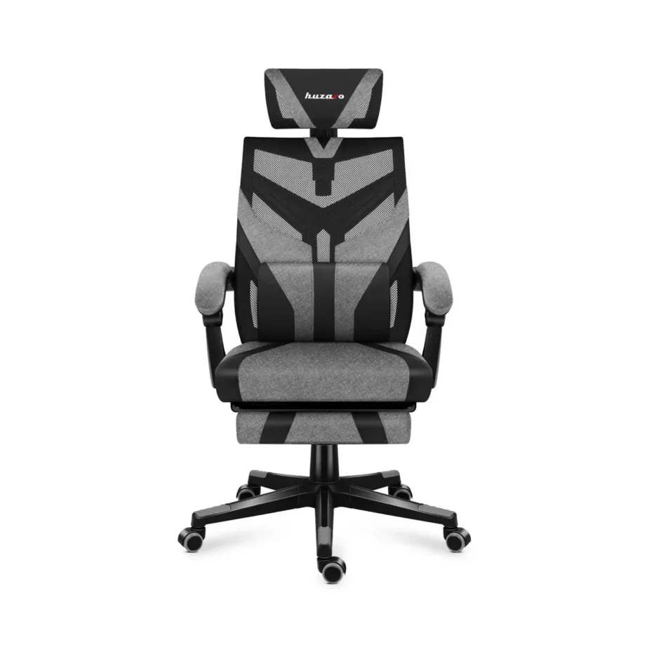 Huzaro Combat 5.0 Grey 67 cm laiune ergonoomiline mänguritool, nailonvõrgust seljatugi, peatoega, 140 kg kandevõimega, kallutatav, must-hall – 9