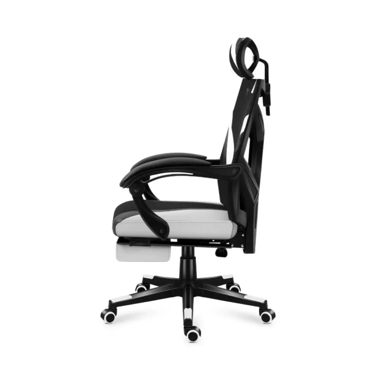 Huzaro Combat 5.0 White 67 cm lai mänguritool ergonoomilise võrkseljatoega, täpselt reguleeritav, 140 kg kandevõimega, must/valge