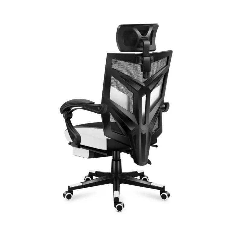 Huzaro Combat 5.0 White 67 cm lai mänguritool ergonoomilise võrkseljatoega, täpselt reguleeritav, 140 kg kandevõimega, must/valge