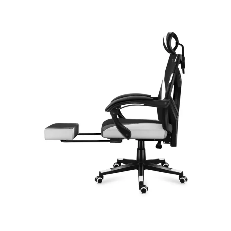 Huzaro Combat 5.0 White 67 cm lai mänguritool ergonoomilise võrkseljatoega, täpselt reguleeritav, 140 kg kandevõimega, must/valge