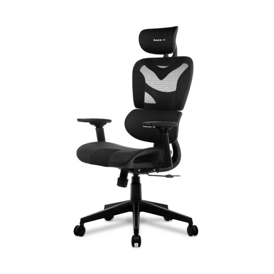 Huzaro Combat 8.0 Carbon 66 cm must ergonoomiline mänguritool, tekstiil–PU nahk, reguleeritav, 150 kg kandevõimega – 3