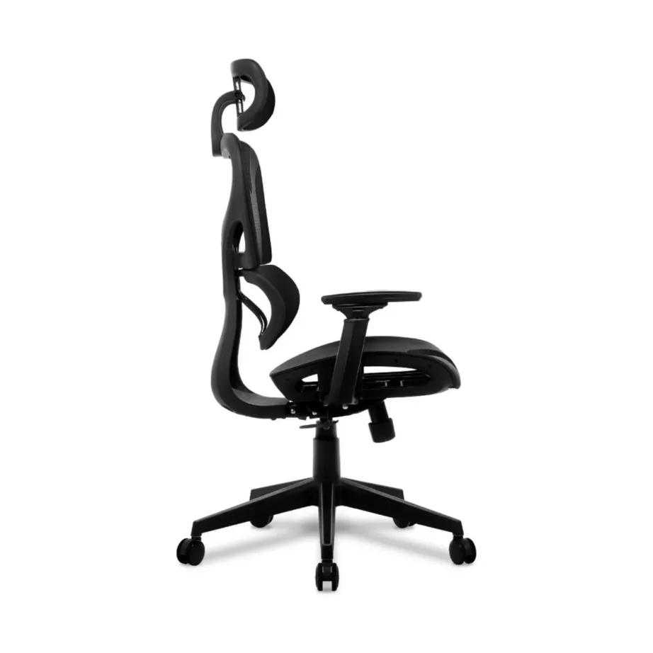 Huzaro Combat 8.0 Carbon 66 cm must ergonoomiline mänguritool, tekstiil–PU nahk, reguleeritav, 150 kg kandevõimega – 8