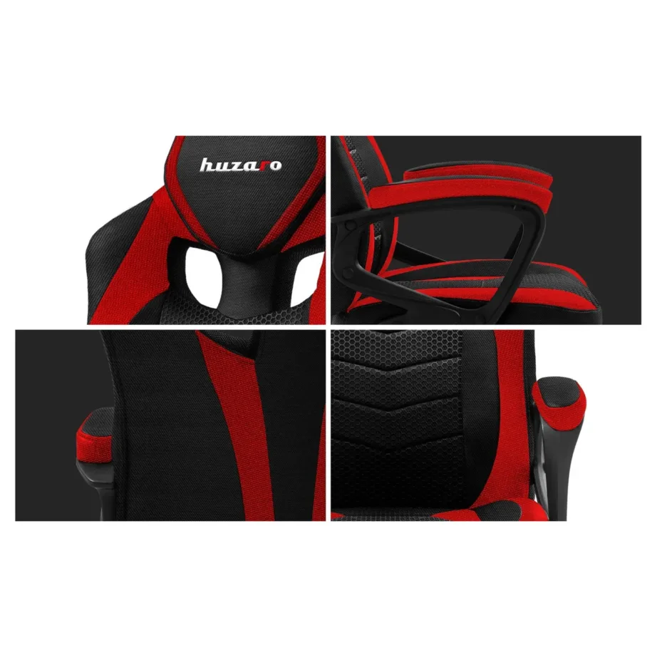 Huzaro FORCE 2.5 Red Mesh 68 cm ergonoomiline mänguritool, võrkkangast seljatugi ja iste, gaasitõste, maksimaalne kandevõime 130 kg – 2