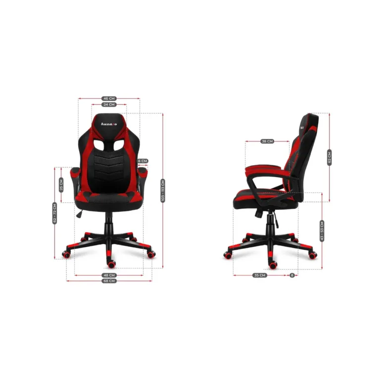 Huzaro FORCE 2.5 Red Mesh 68 cm ergonoomiline mänguritool, võrkkangast seljatugi ja iste, gaasitõste, maksimaalne kandevõime 130 kg