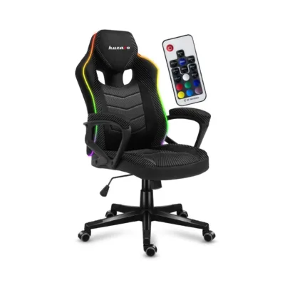 Huzaro Force 2.5 RGB Mesh, 68 cm laiune reguleeritav ergonoomiline mänguritool LED-valgustuse ja pehme võrkkangaga, must/hall, max 130 kg