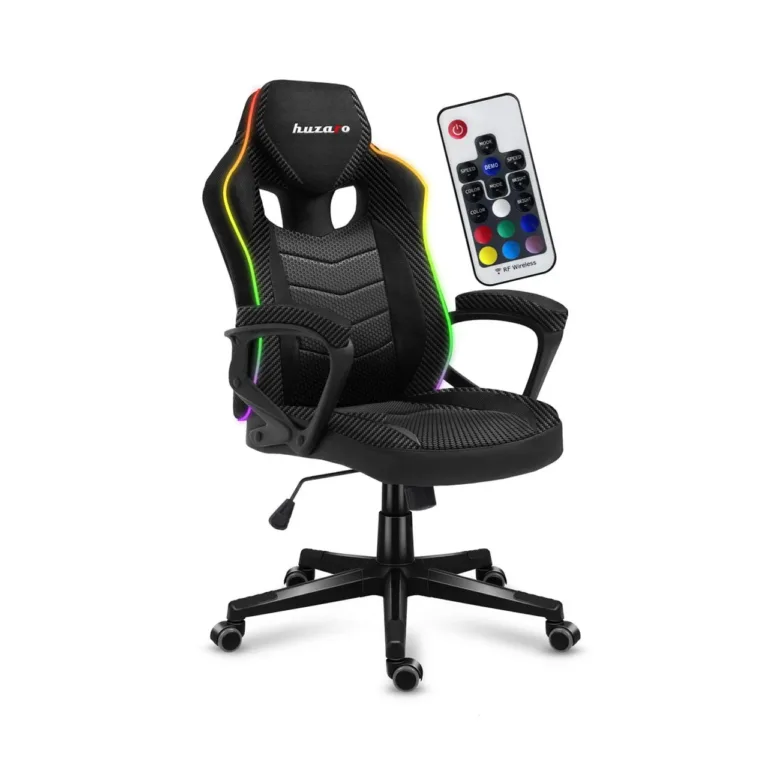 Huzaro Force 2.5 RGB Mesh, 68 cm laiune reguleeritav ergonoomiline mänguritool LED-valgustuse ja pehme võrkkangaga, must/hall, max 130 kg