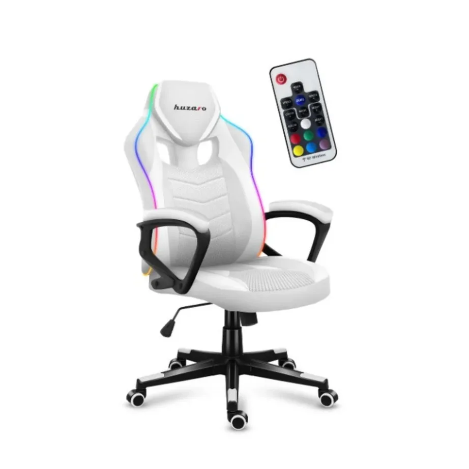 Huzaro Force 2.5 RGB White Mesh 68 cm valge kangast ergonoomiline gaming-tool, RGB valgustus, kõrguse reguleerimine, 130 kg kandevõime, pult kaasas – 5
