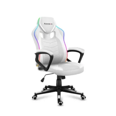 Huzaro Force 2.5 RGB White Mesh 68 cm valge kangast ergonoomiline gaming-tool, RGB valgustus, kõrguse reguleerimine, 130 kg kandevõime, pult kaasas