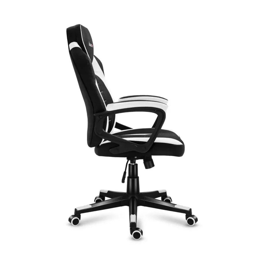 Huzaro Force 2.5 White Mesh 68×102-112 cm valge-must ergonoomiline mänguritool, reguleeritava kõrguse, kangast ja võrkmaterjalist istmega, pehme käetoega, maksimaalne kandevõime 130 kg – 6