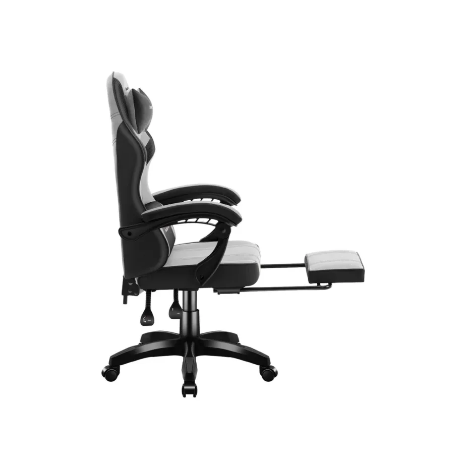 Huzaro Force 3.7 Grey 60 cm laiune ergonoomiline mänguritool pehme istme, reguleeritava kõrguse, sinivalge seljatoe ning nimmepadja ja kaelatoega – 4