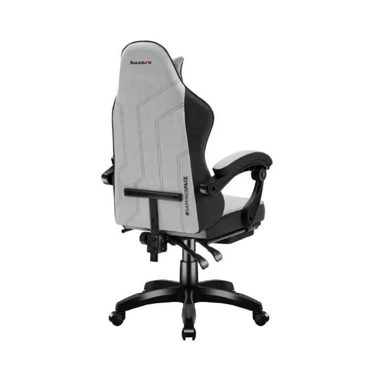 Huzaro Force 3.7 Grey 60 cm laiune ergonoomiline mänguritool pehme istme, reguleeritava kõrguse, sinivalge seljatoe ning nimmepadja ja kaelatoega