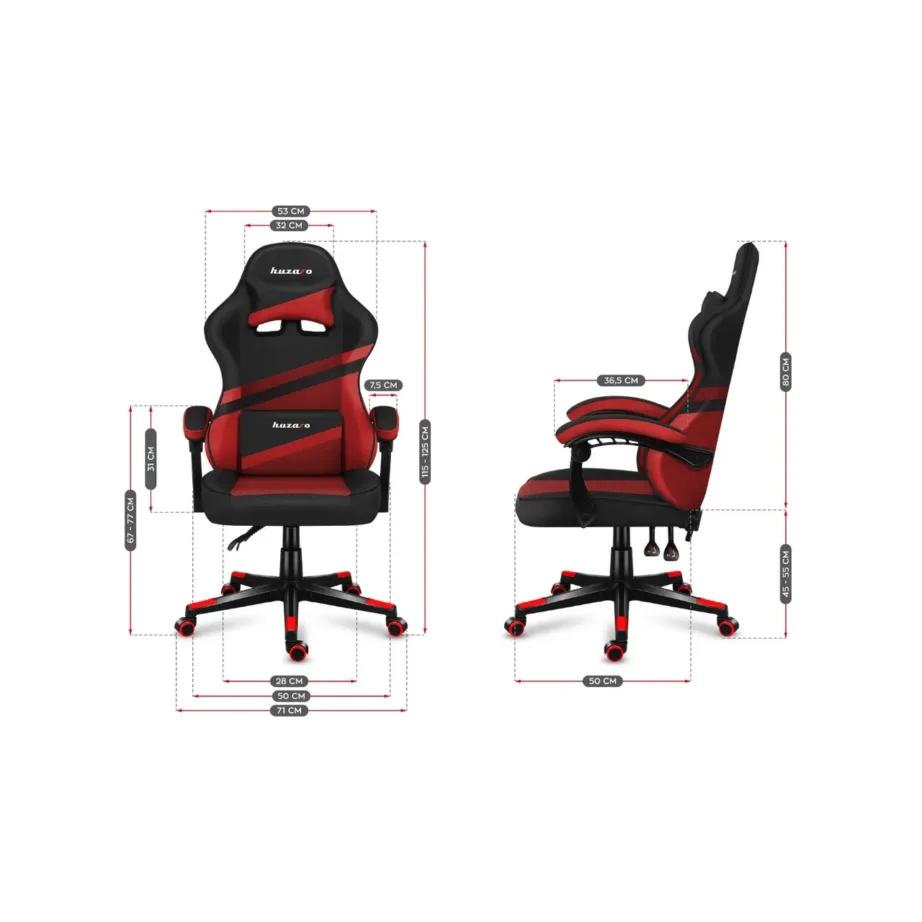 Huzaro Force 4.4 71 cm punane/must ergonoomiline võrgust kangaga gaming-tool, 130 kg, peatoe ja nimmetoega - 10