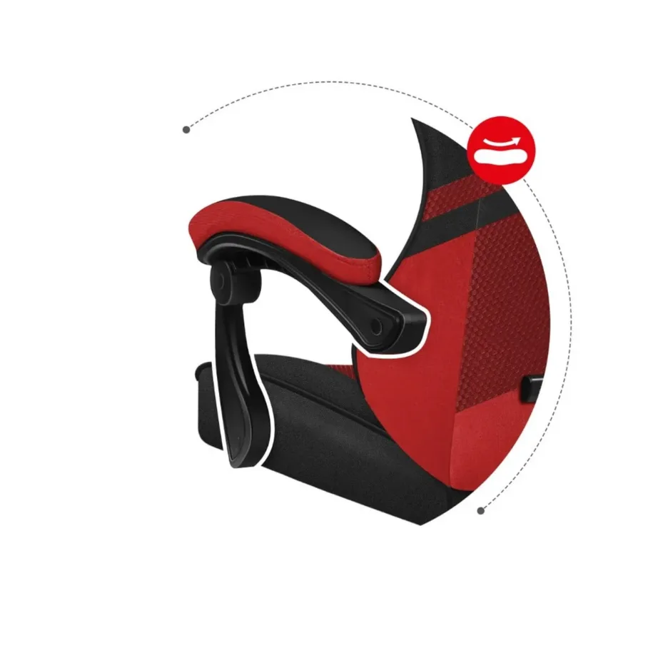 Huzaro Force 4.4 71 cm punane/must ergonoomiline võrgust kangaga gaming-tool, 130 kg, peatoe ja nimmetoega - 14