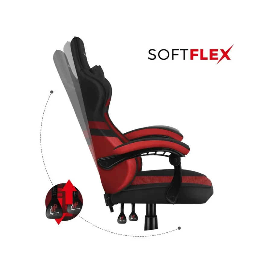 Huzaro Force 4.4 71 cm punane/must ergonoomiline võrgust kangaga gaming-tool, 130 kg, peatoe ja nimmetoega - 7