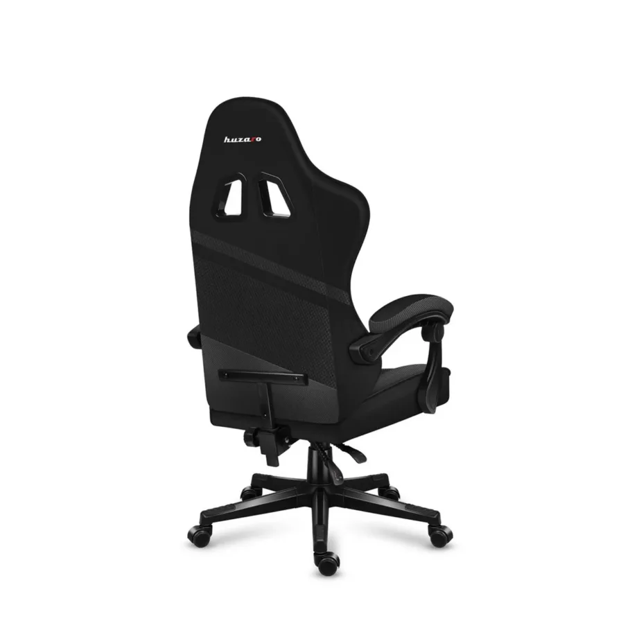 Huzaro Force 4.4 Carbon 115–125 cm ergonoomiline mänguritool, must, reguleeritava kõrgusega, hingavast tekstiilist, pehme seljatoe ja käetugedega, 130 kg kandevõime, kaela- ja nimmepadjaga – 3