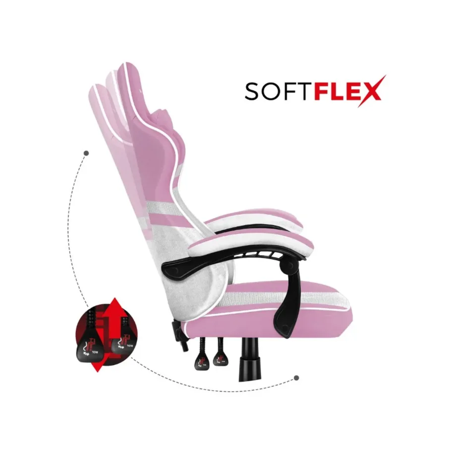 Huzaro Force 4.4 Pink Mesh 71 cm lai roosa/valge võrguga ergonoomiline mänguritool, terasraam, 130 kg kandevõime – 2
