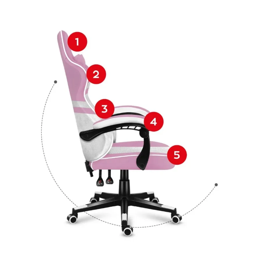 Huzaro Force 4.4 Pink Mesh 71 cm lai roosa/valge võrguga ergonoomiline mänguritool, terasraam, 130 kg kandevõime – 11