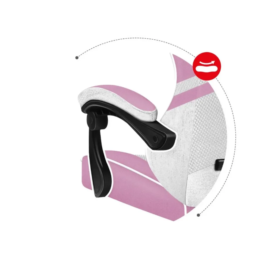 Huzaro Force 4.4 Pink Mesh 71 cm lai roosa/valge võrguga ergonoomiline mänguritool, terasraam, 130 kg kandevõime – 3