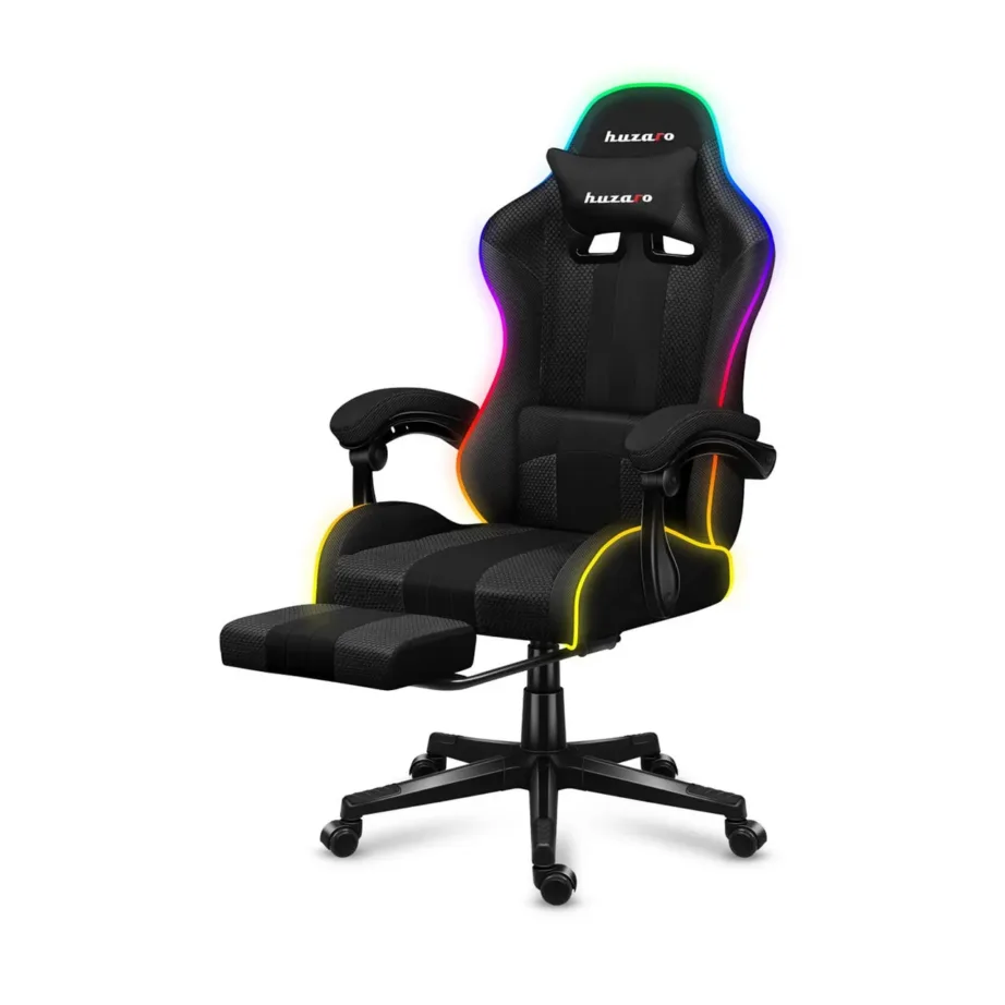 Huzaro Force 4.7 RGB Mesh 67 cm lai must kangast mänguritool jalatoe ja reguleeritava RGB valgustusega, max 140 kg – 13
