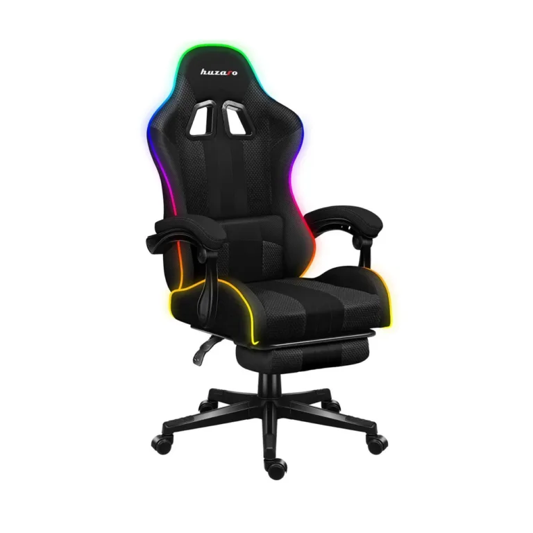 Huzaro Force 4.7 RGB Mesh 67 cm lai must kangast mänguritool jalatoe ja reguleeritava RGB valgustusega, max 140 kg
