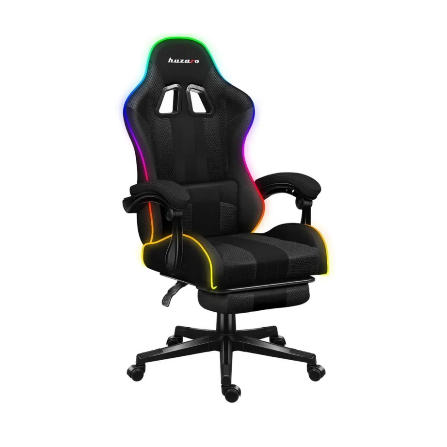 Huzaro Force 4.7 RGB Mesh 67 cm lai must kangast mänguritool jalatoe ja reguleeritava RGB valgustusega, max 140 kg – 3